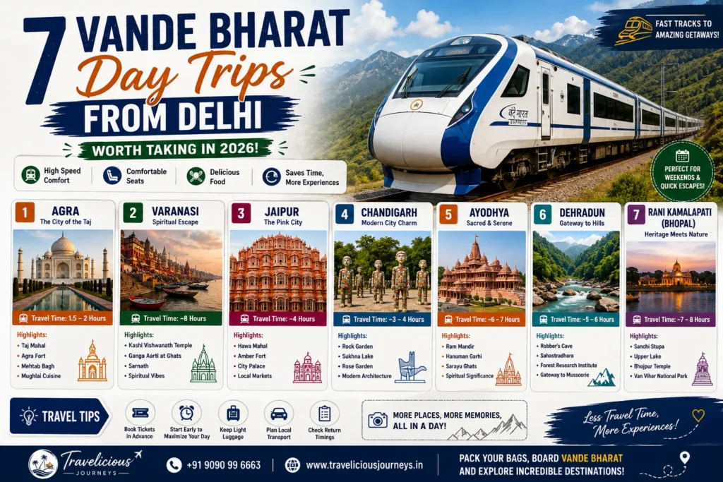 7 Vande Bharat Day Trips from Delhi You Must Take in 2026 | Fast & Easy Getaways