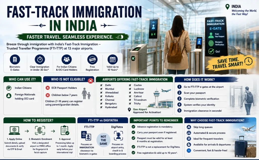 Fast-Track Immigration in India: Who Can Use It, Airports, Registration & Rules