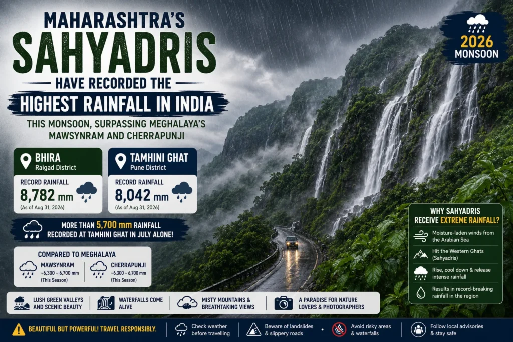 Maharashtra Sahyadris Record Highest Rainfall in India This Monsoon 2026